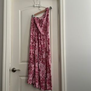 Pink floral one shoulder dress